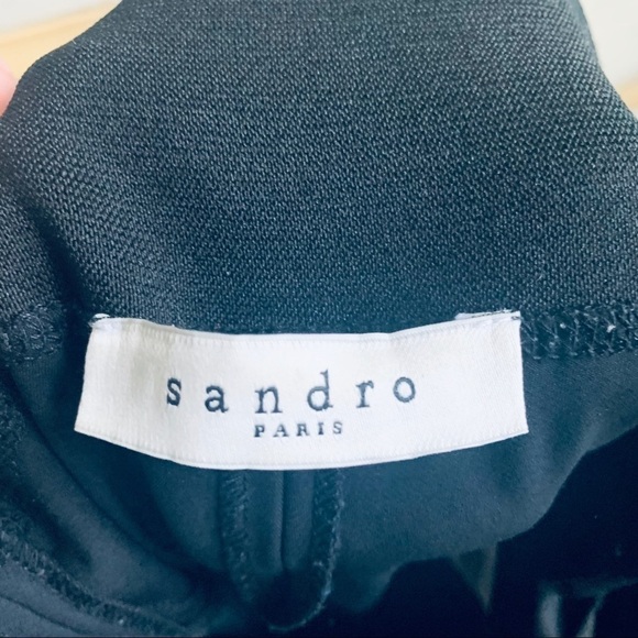 Sandro Black Leather Front Zip Trousers - Picture 7 of 10